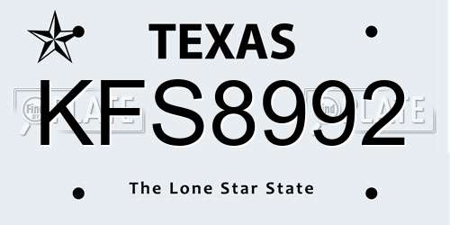 KFS8992 Texas License Plate