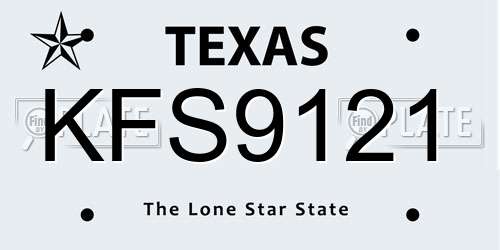 KFS9121 Texas License Plate