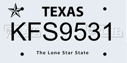 KFS9531 Texas License Plate