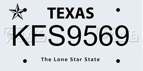 KFS9569 Texas License Plate