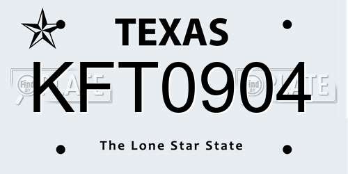 KFT0904 Texas License Plate