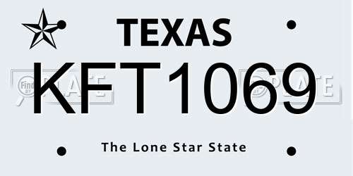 KFT1069 Texas License Plate