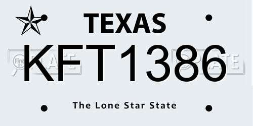 KFT1386 Texas License Plate