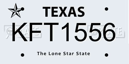 KFT1556 Texas License Plate