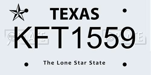 KFT1559 Texas License Plate