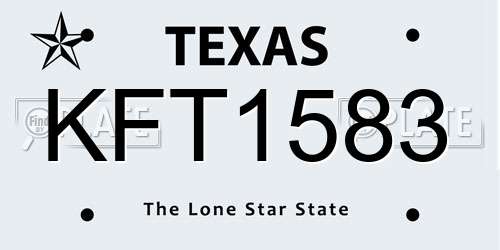KFT1583 Texas License Plate