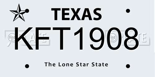 KFT1908 Texas License Plate