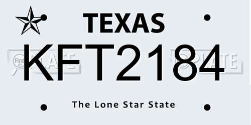KFT2184 Texas License Plate