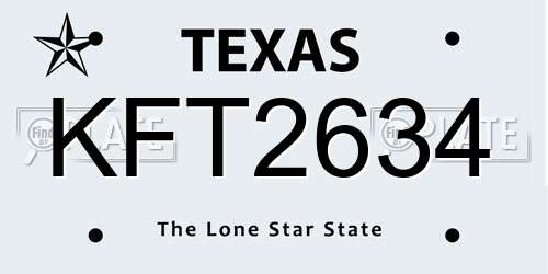 KFT2634 Texas License Plate