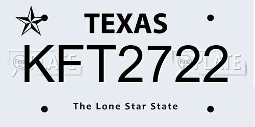 KFT2722 Texas License Plate