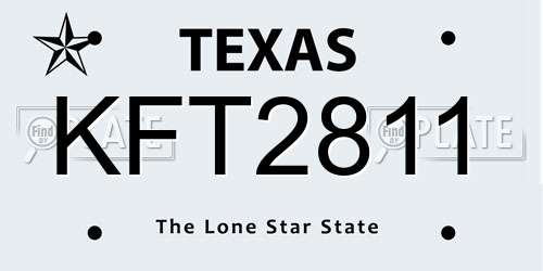 KFT2811 Texas License Plate