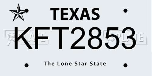 KFT2853 Texas License Plate