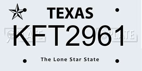 KFT2961 Texas License Plate