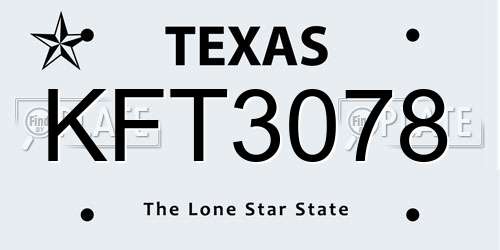 KFT3078 Texas License Plate