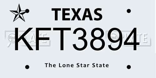 KFT3894 Texas License Plate