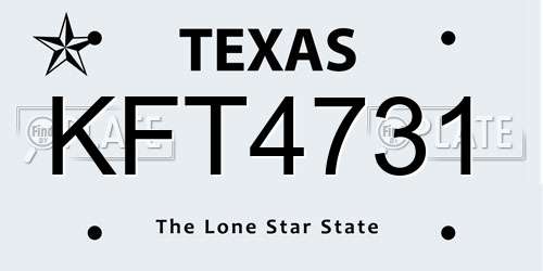 KFT4731 Texas License Plate