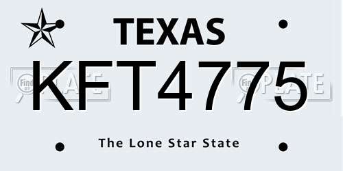 KFT4775 Texas License Plate