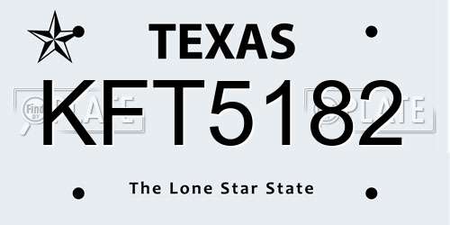 KFT5182 Texas License Plate