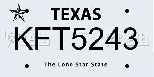 KFT5243 Texas License Plate