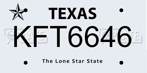 KFT6646 Texas License Plate