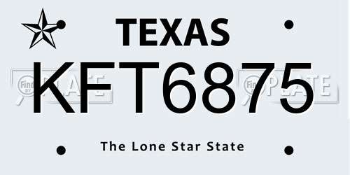 KFT6875 Texas License Plate