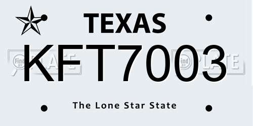 KFT7003 Texas License Plate