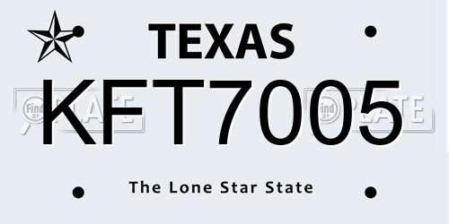 KFT7005 Texas License Plate