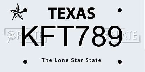 KFT789 Texas License Plate