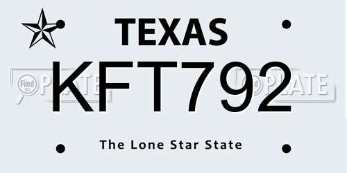KFT792 Texas License Plate