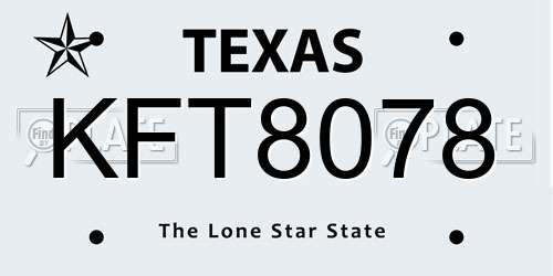 KFT8078 Texas License Plate