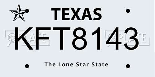 KFT8143 Texas License Plate