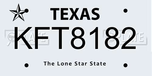 KFT8182 Texas License Plate