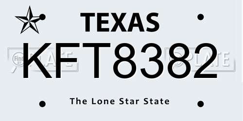 KFT8382 Texas License Plate