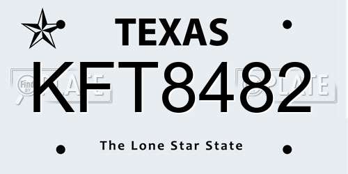 KFT8482 Texas License Plate