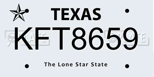 KFT8659 Texas License Plate