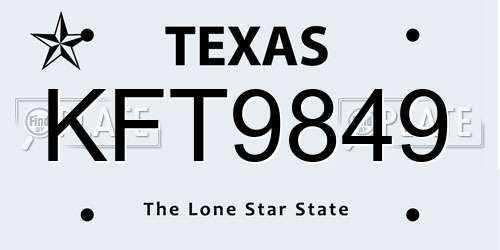 KFT9849 Texas License Plate