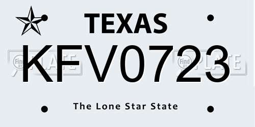 KFV0723 Texas License Plate