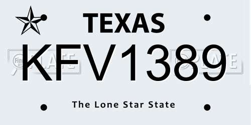 KFV1389 Texas License Plate