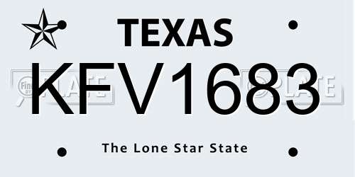 KFV1683 Texas License Plate