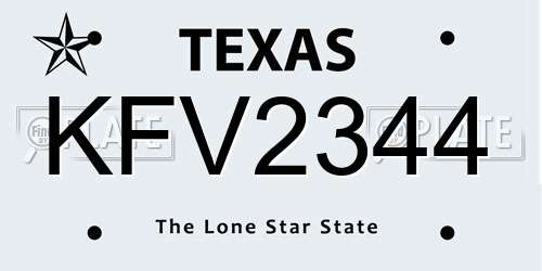 KFV2344 Texas License Plate