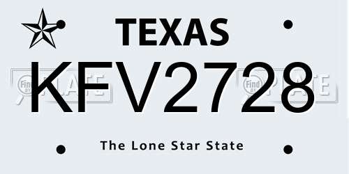 KFV2728 Texas License Plate