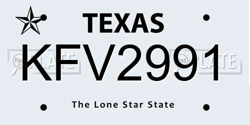 KFV2991 Texas License Plate