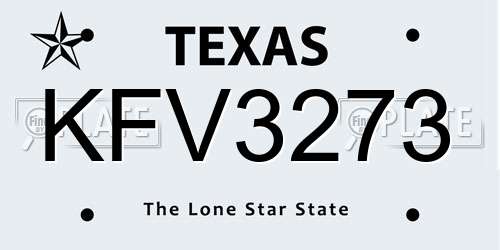 KFV3273 Texas License Plate