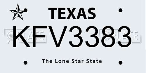 KFV3383 Texas License Plate