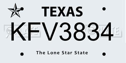KFV3834 Texas License Plate
