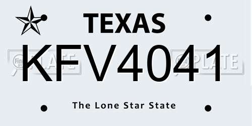 KFV4041 Texas License Plate