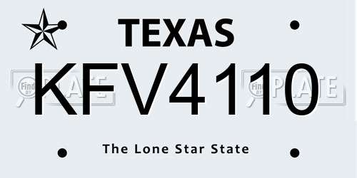 KFV4110 Texas License Plate