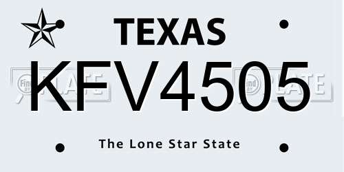 KFV4505 Texas License Plate