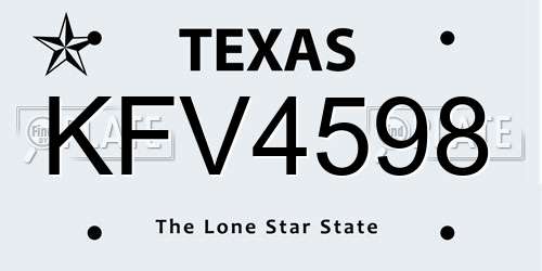 KFV4598 Texas License Plate