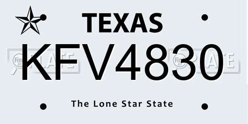 KFV4830 Texas License Plate